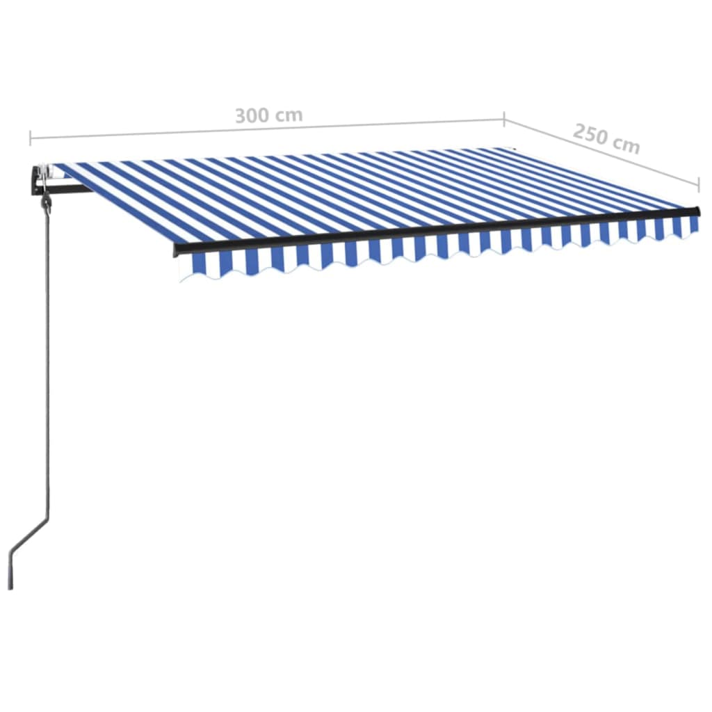 Tenda Automatica con Sensore Vento e LED 300x250 cm Blu Bianca | homemem39