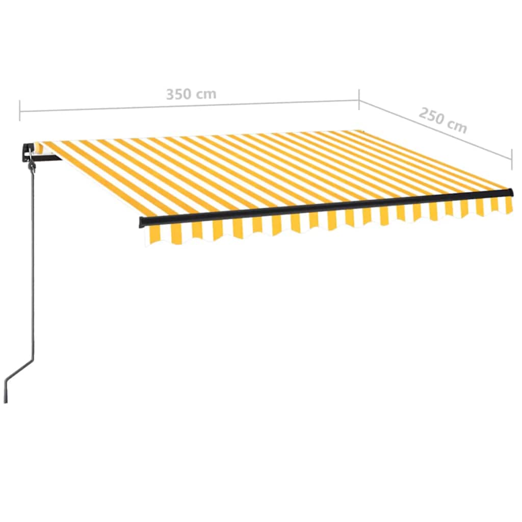 Tenda da Sole Retrattile Manuale LED 350x250 cm Gialla e Bianca - homemem39