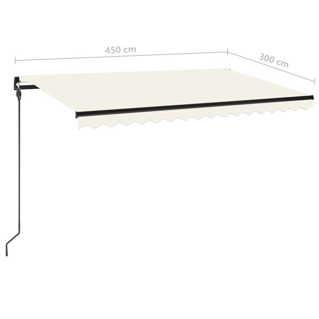 Tenda da Sole Retrattile Manuale con LED 450x300 cm Crema | homemem39