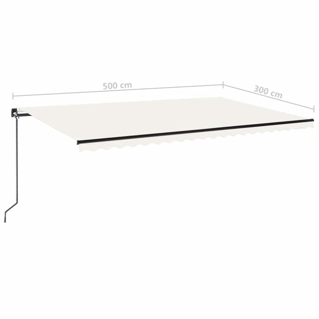 Tenda da Sole Retrattile Manuale con LED 500x300cm Crema