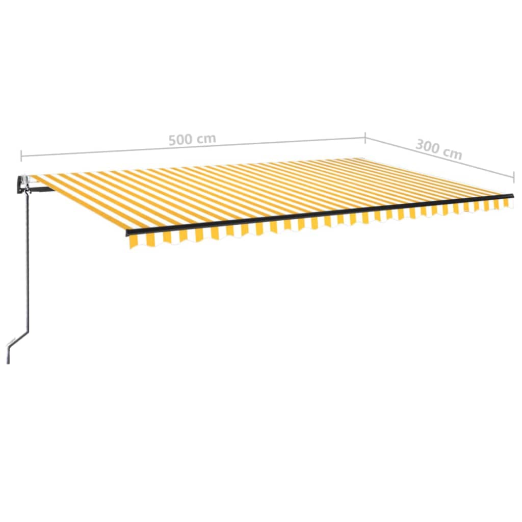 Tenda Automatica Sensore Vento e LED 500x300 cm Gialla Bianca - homemem39