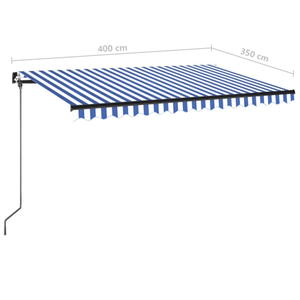Tenda da Sole Retrattile Manuale 400x350 cm Blu e Bianca | homemem39