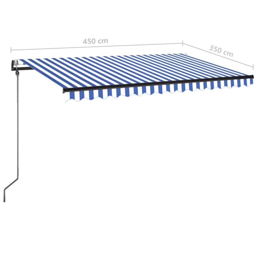 Tenda Automatica con Sensore Vento e LED 450x350 cm Blu Bianca | homemem39
