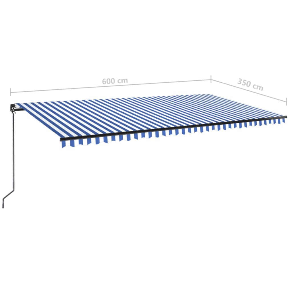 Tenda da Sole Retrattile Manuale 600x350 cm Blu e Bianca | homemem39