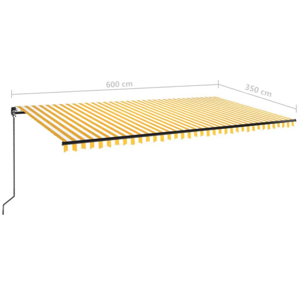 Tenda da Sole Retrattile Manuale 600x350 cm Gialla e Bianca - homemem39