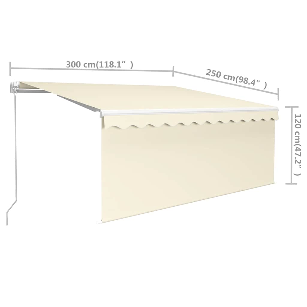 Tenda da Sole Retrattile Manuale con Parasole 3x2,5 m Crema | homemem39