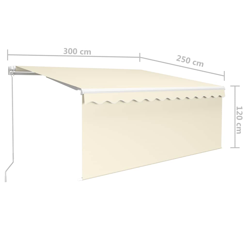 Tenda da Sole Retrattile Manuale con LED 3x2,5 m Crema | homemem39
