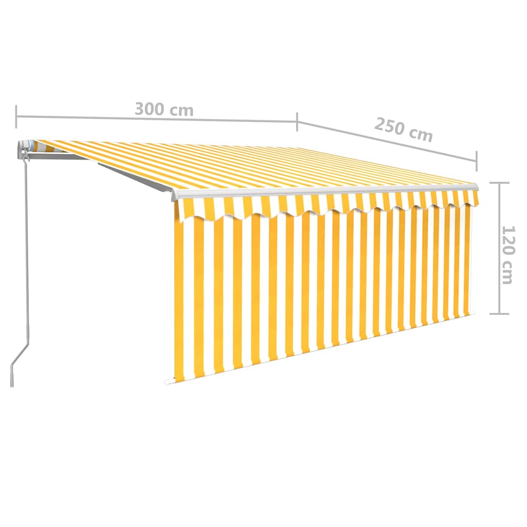 Tenda Sole Retrattile Manuale Parasole LED 3x2,5m Gialla Bianca | homemem39