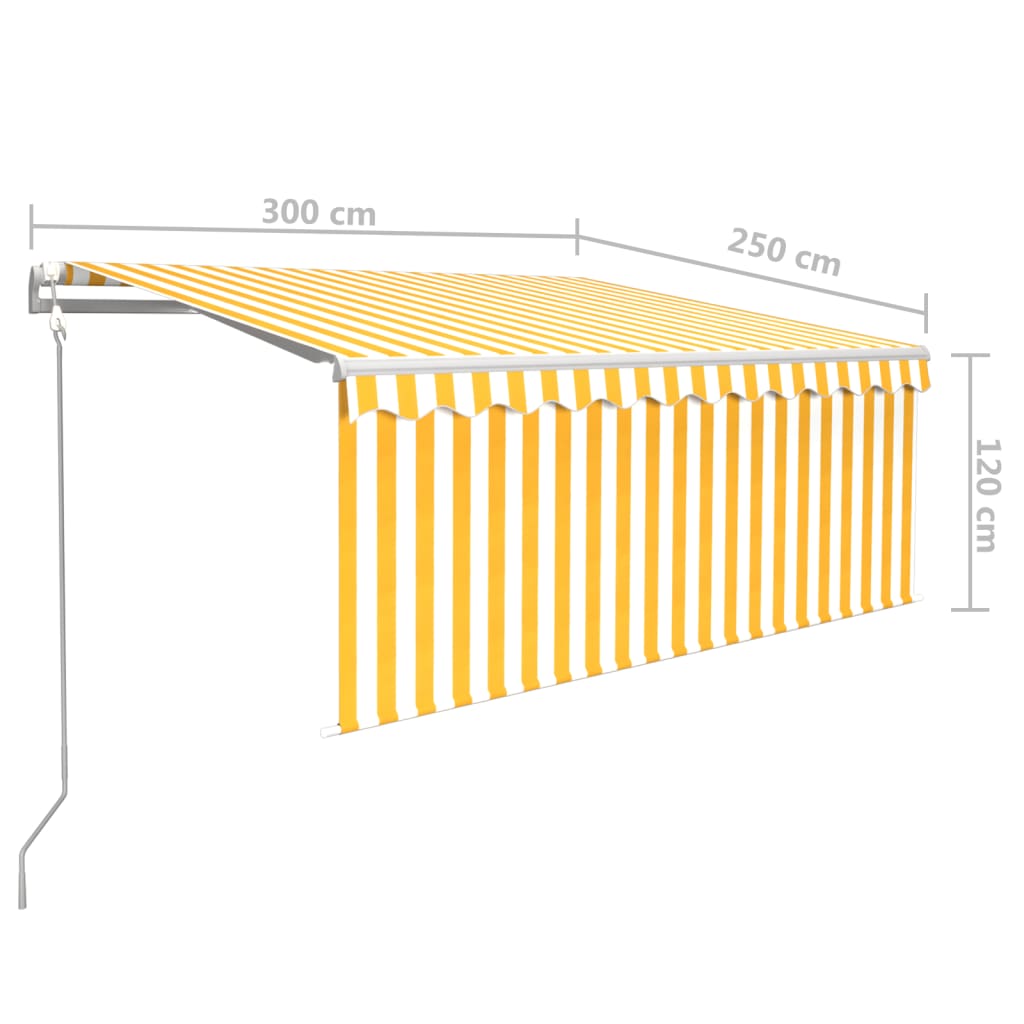 Tenda Sole Retrattile Automatica e Parasole 3x2,5mGialla Bianca