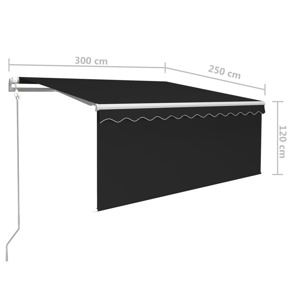 Tenda Sole Retrattile Automatica con Parasole 3x2,5m Antracite | homemem39