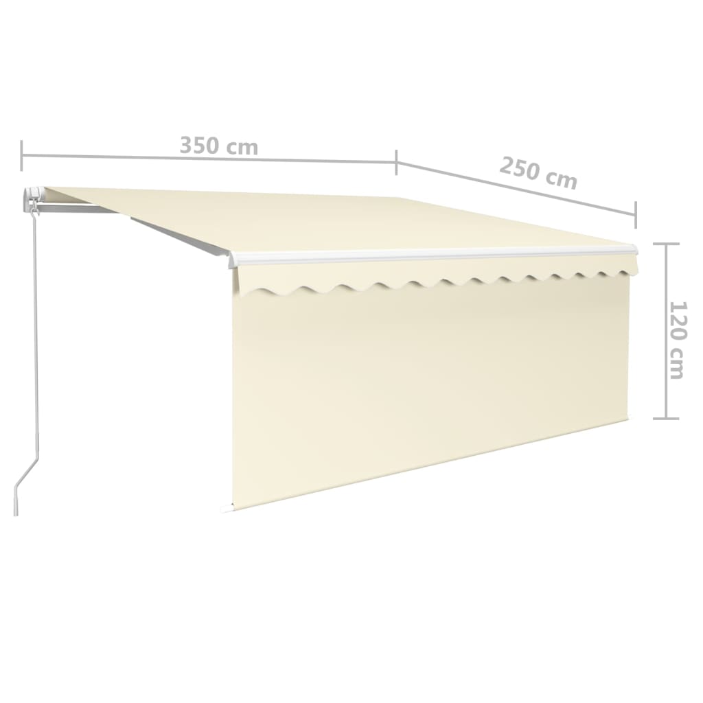 Tenda da Sole Retrattile Manuale con LED 3,5x2,5 m Crema | homemem39