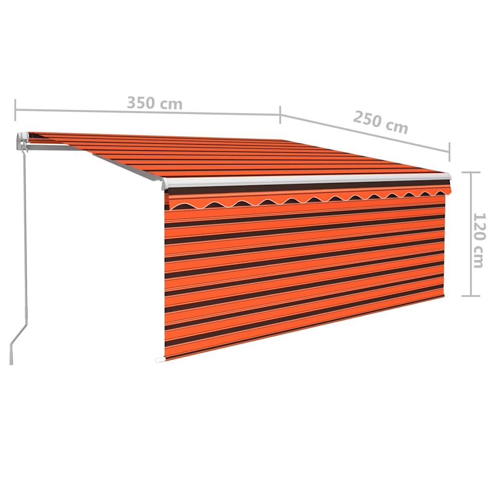 Tenda da Sole Retrattile Manuale LED 3,5x2,5m Arancione Marrone | homemem39