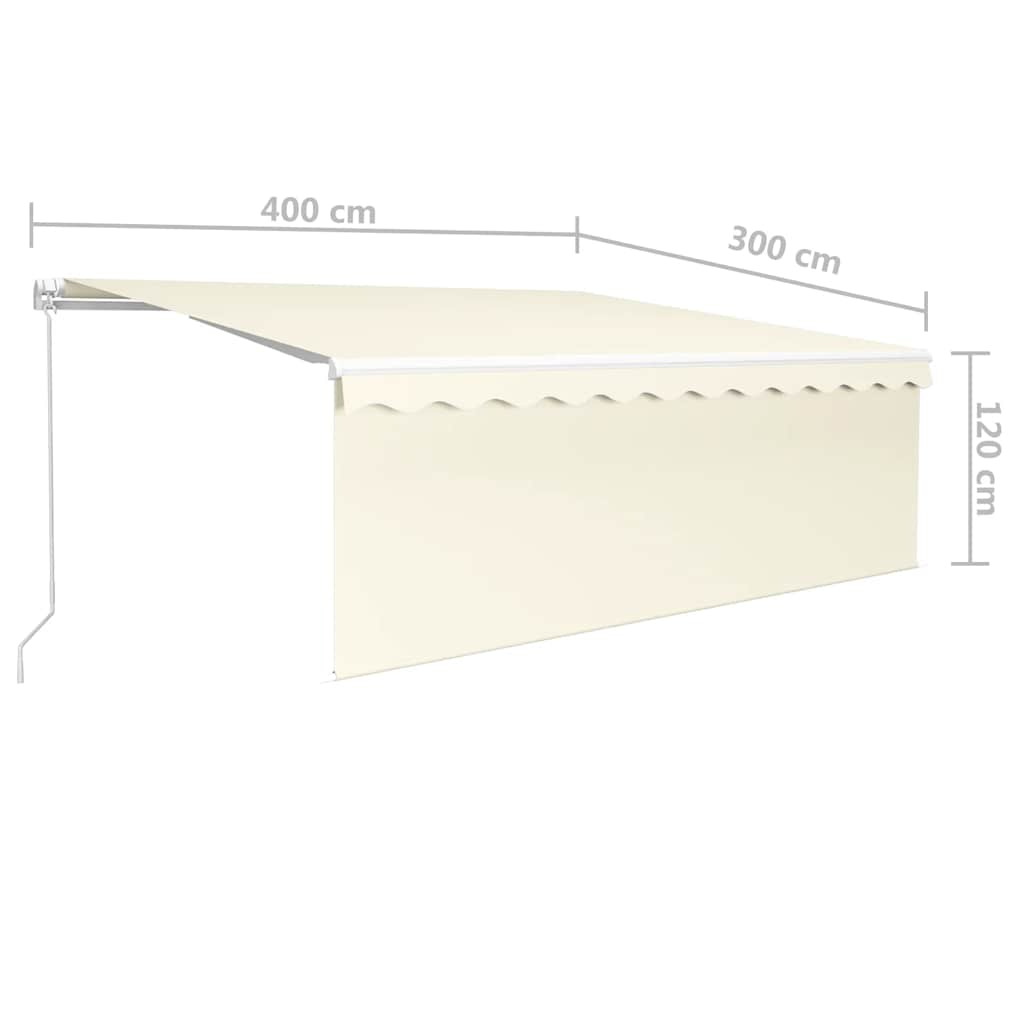 Tenda da Sole Retrattile Manuale con LED 4x3 m Crema - homemem39