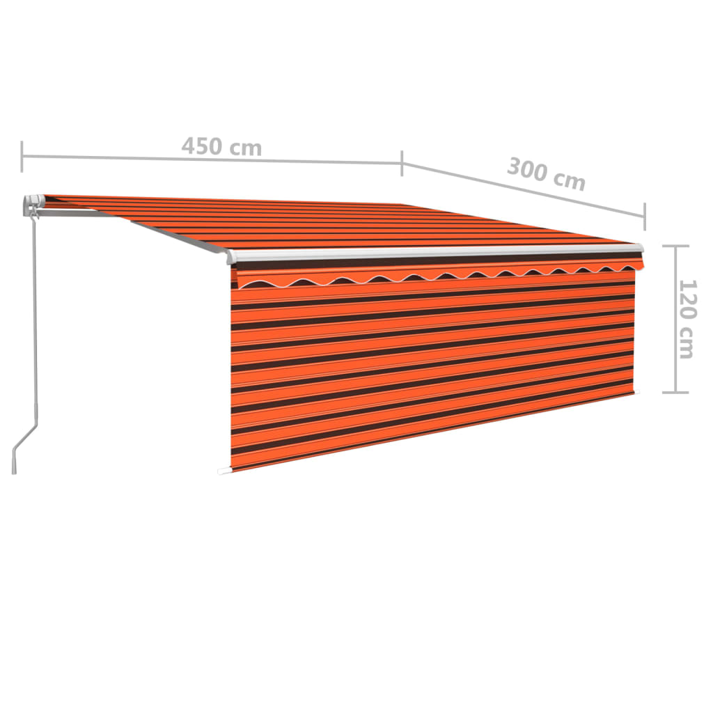 Tenda Sole Retrattile Manuale con LED 4,5x3m Arancione Marrone | homemem39