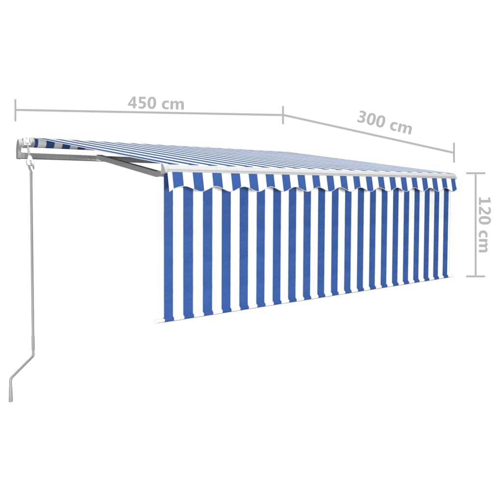 Tenda Sole Retrattile Automatica con Parasole 4x3,5m Blu Bianco | homemem39