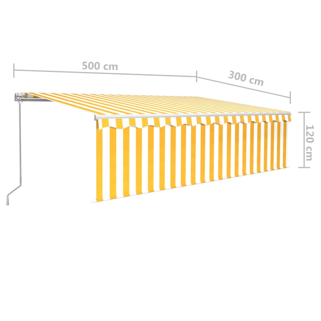 Tenda Sole Retrattile Manuale con Parasole 5x3m Gialla Bianca | homemem39