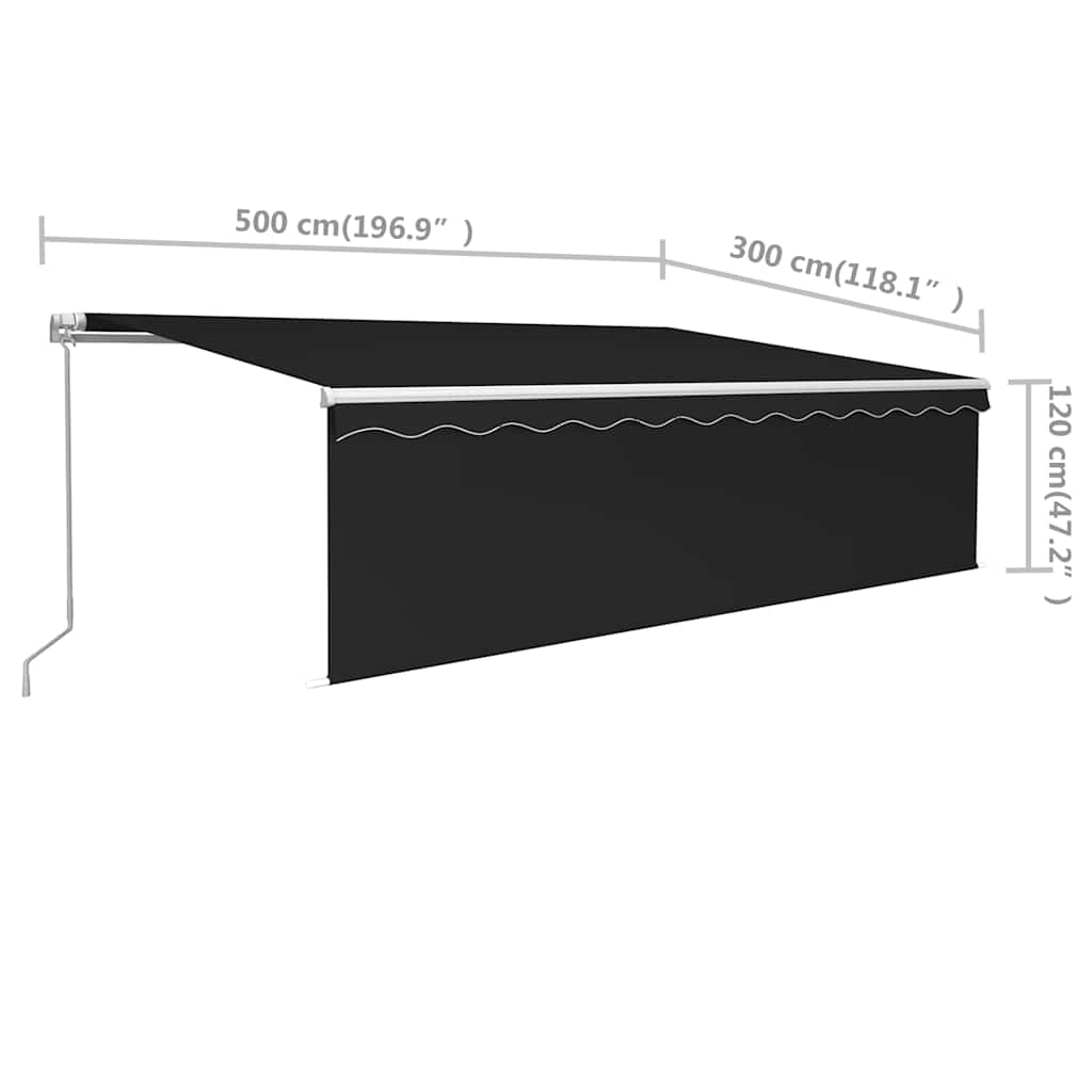 Tenda da Sole Retrattile Manuale con Parasole 5x3m Antracite | homemem39