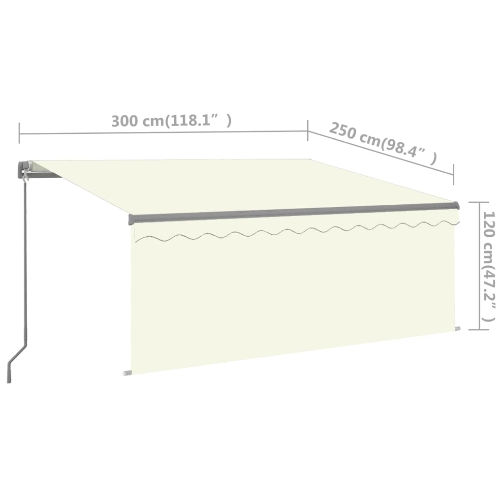 Tenda da Sole Retrattile Manuale con LED 3x2,5 m Crema - homemem39