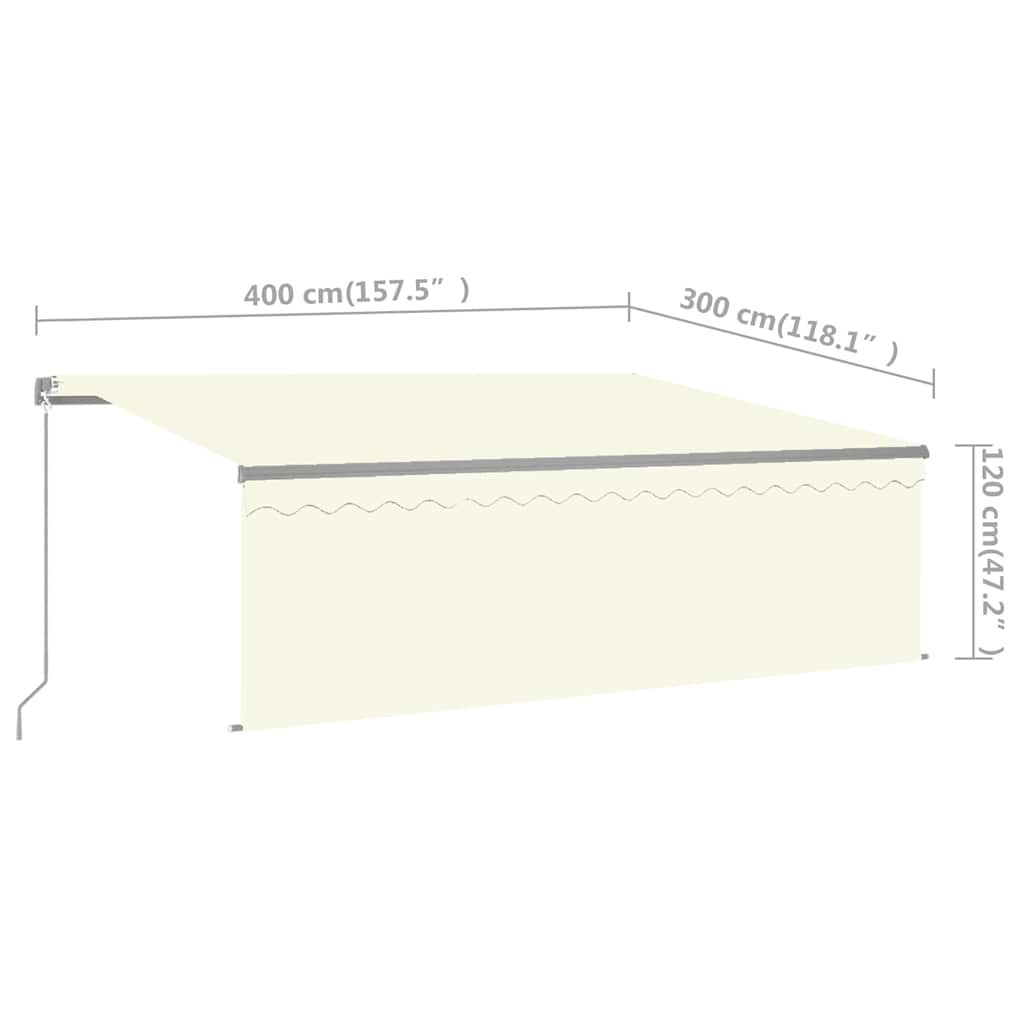 Tenda da Sole Retrattile Manuale con Parasole 4x3 m Crema | homemem39