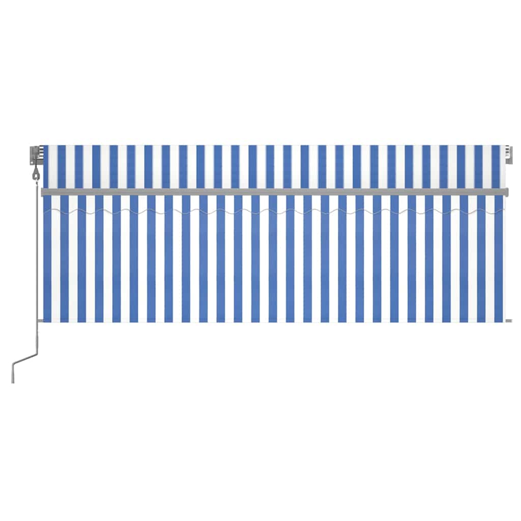 Tenda Automatica Parasole LED Sensore Vento 4,5x3 m Blu Bianco | homemem39