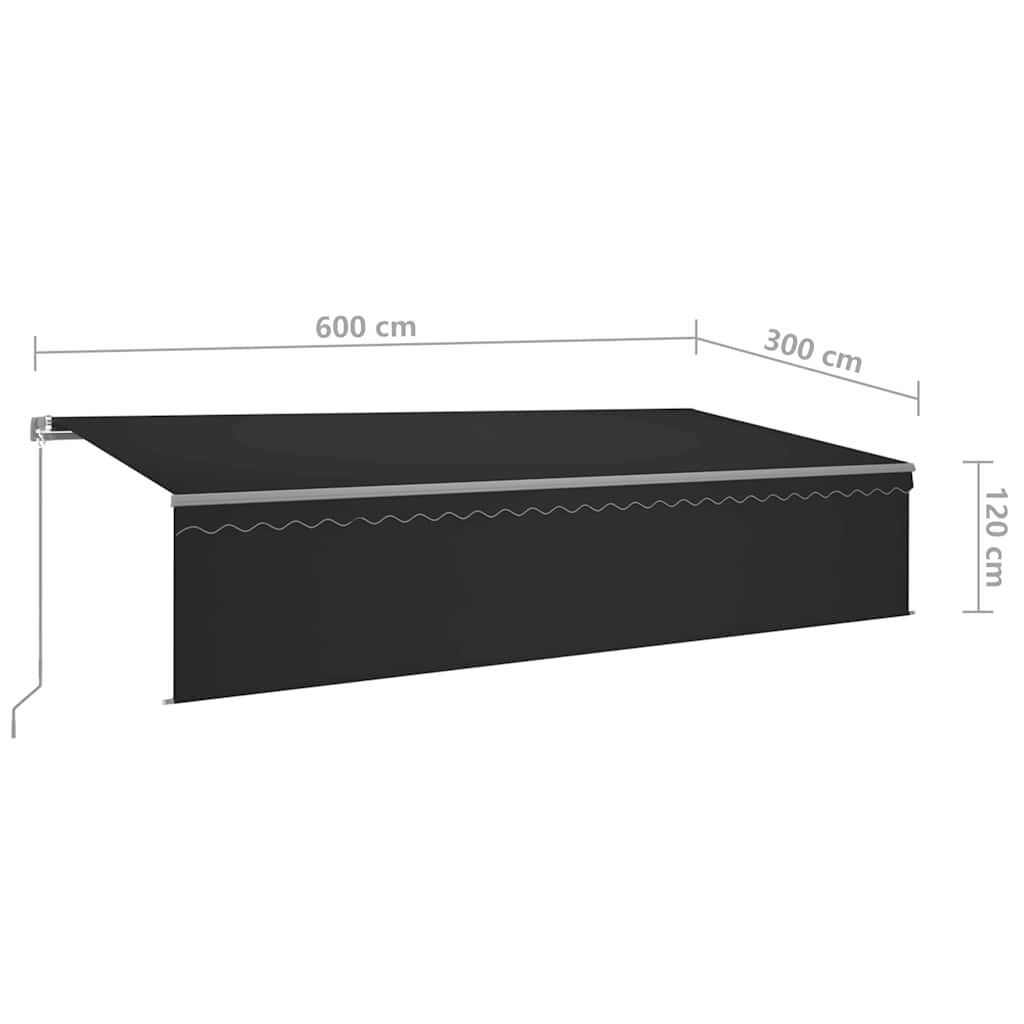 Tenda da Sole Retrattile Manuale con Parasole 6x3 m Antracite | homemem39