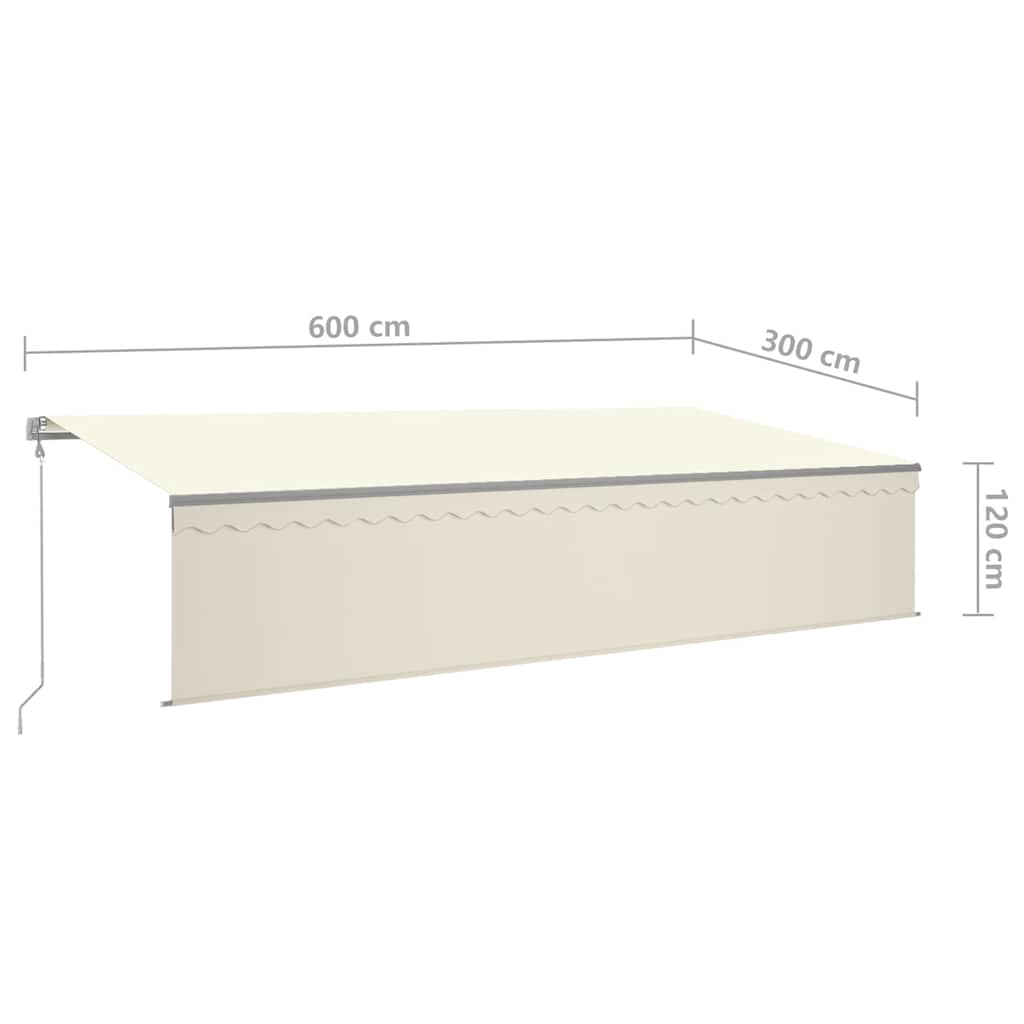 Tenda da Sole Retrattile Automatica con Parasole 6x3 m Crema | homemem39