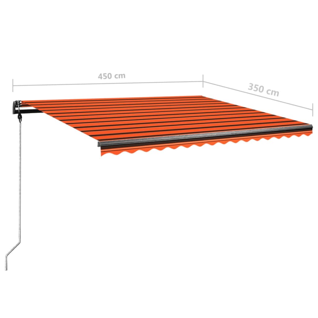 Tenda da Sole Retrattile Manuale LED 450x350 cm Arancio Marrone - homemem39