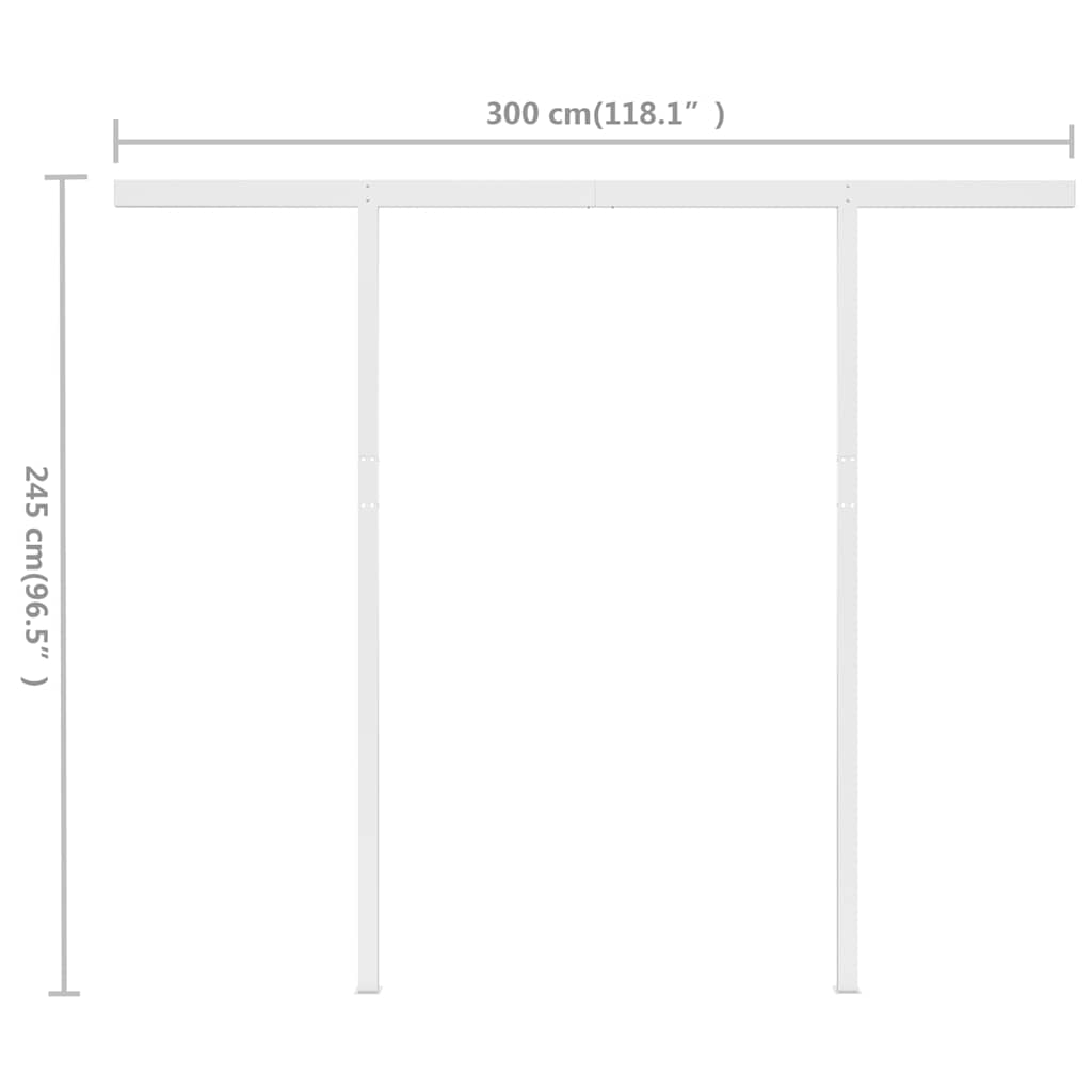 Tenda da Sole Retrattile Manuale con Pali 3x2,5 m Crema | homemem39