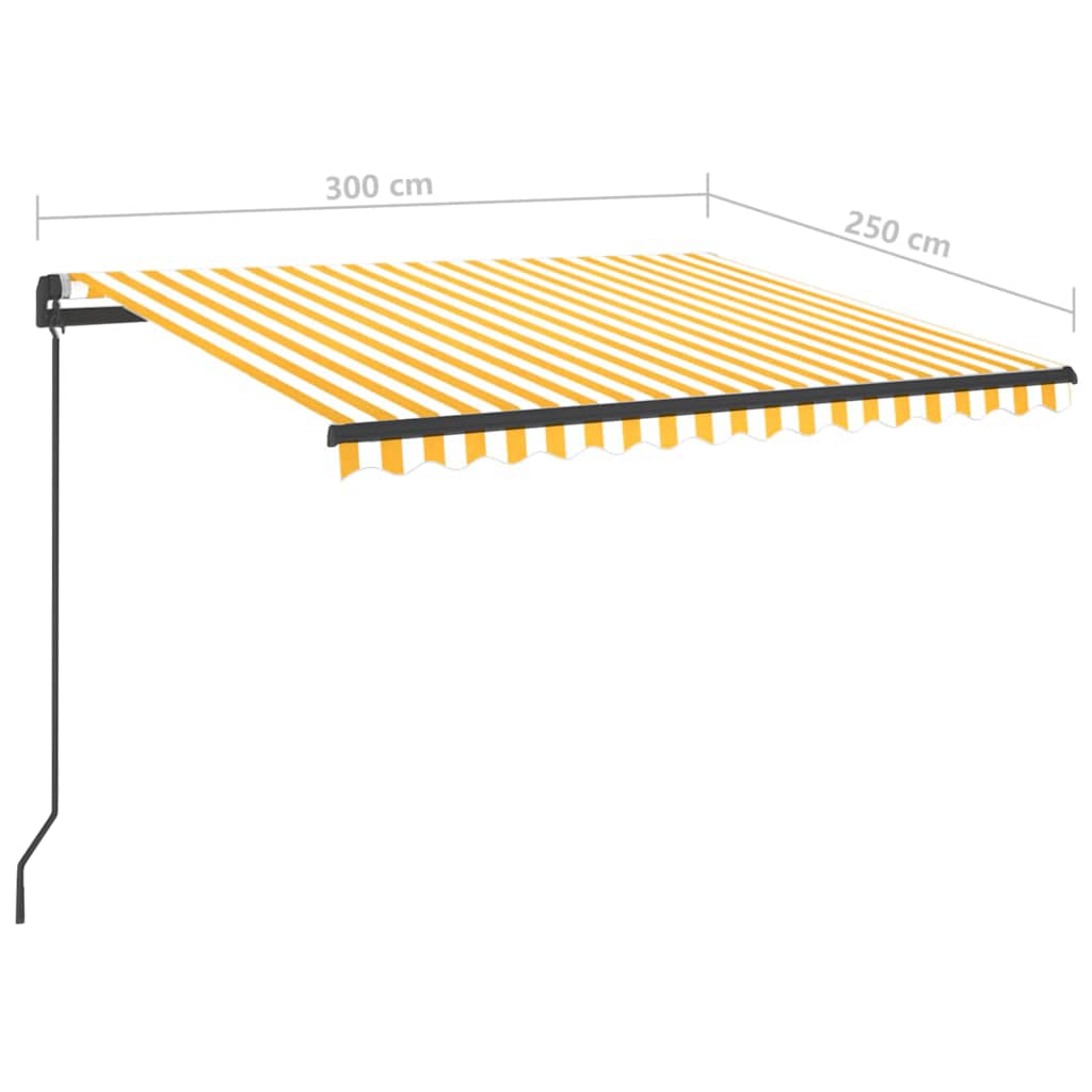 Tenda da Sole Retrattile Manuale con LED 3x2,5m Gialla Bianca - homemem39