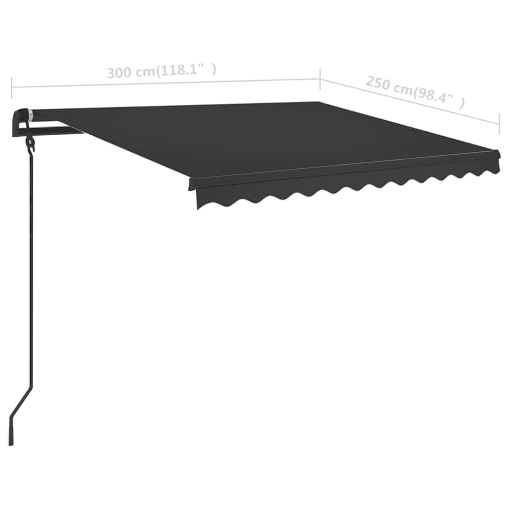 Tenda da Sole Retrattile Manuale con LED 3x2,5m Antracite - homemem39