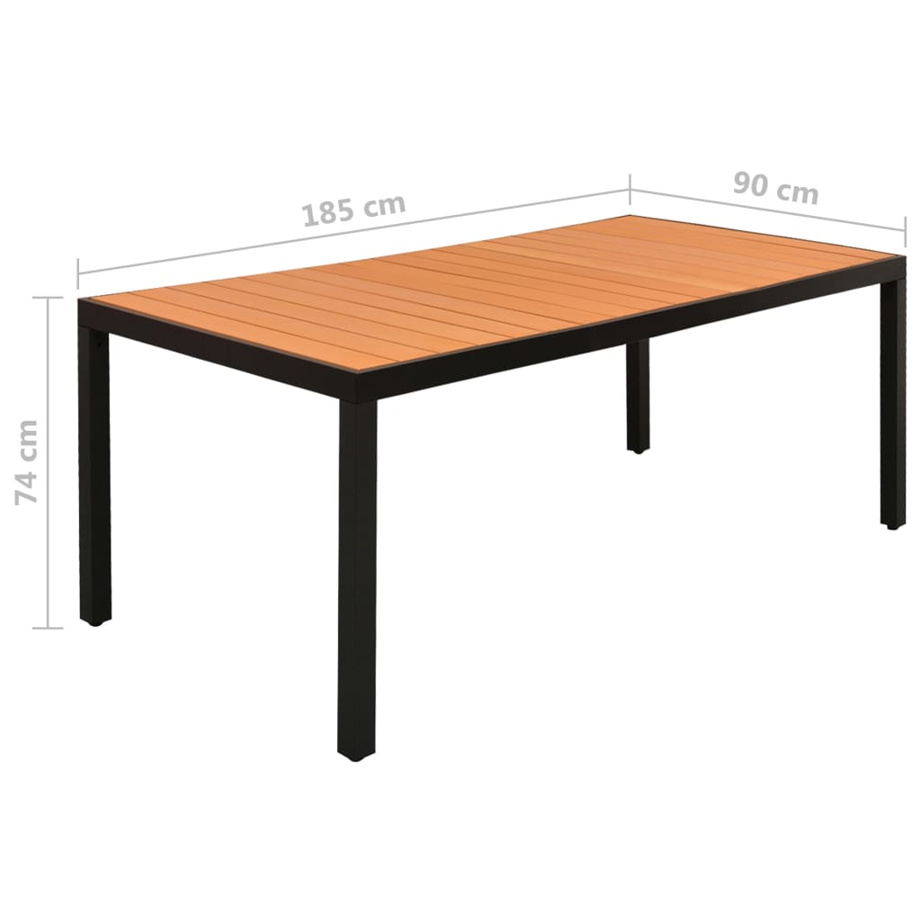 Set da Pranzo da Giardino 9 pz in Alluminio Nero - homemem39