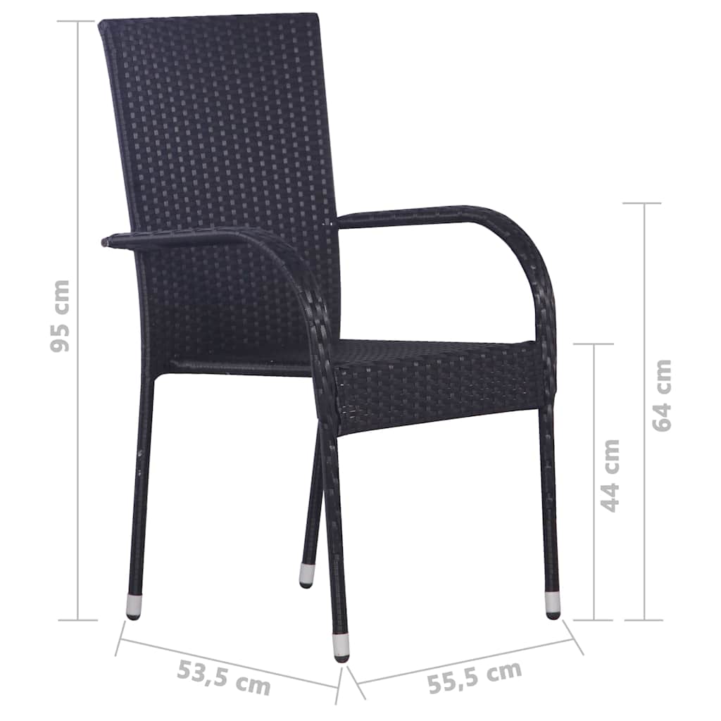 Set Mobili da Pranzo per Giardino 7 pz in Polyrattan Nero | homemem39
