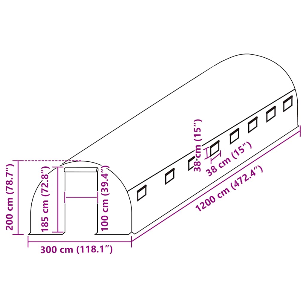 Telo di Ricambio per Serra (36 m²) 300x1200x200 cm Verde - homemem39