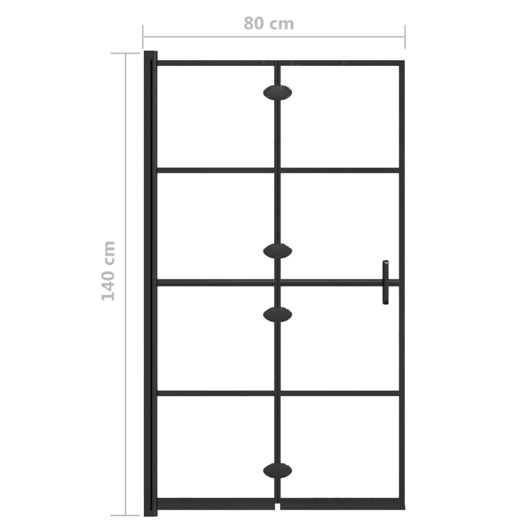 Pannello Doccia Pieghevole in ESG 80x140 cm Nero | homemem39