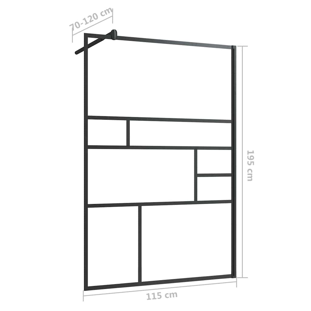 Parete Doccia Walk-in in Vetro Trasparente ESG Nera 115x195 cm | homemem39