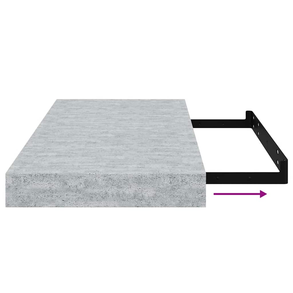 Scaffali a Parete 2 pz Grigio Cemento 50x23x3,8 cm in MDF | homemem39