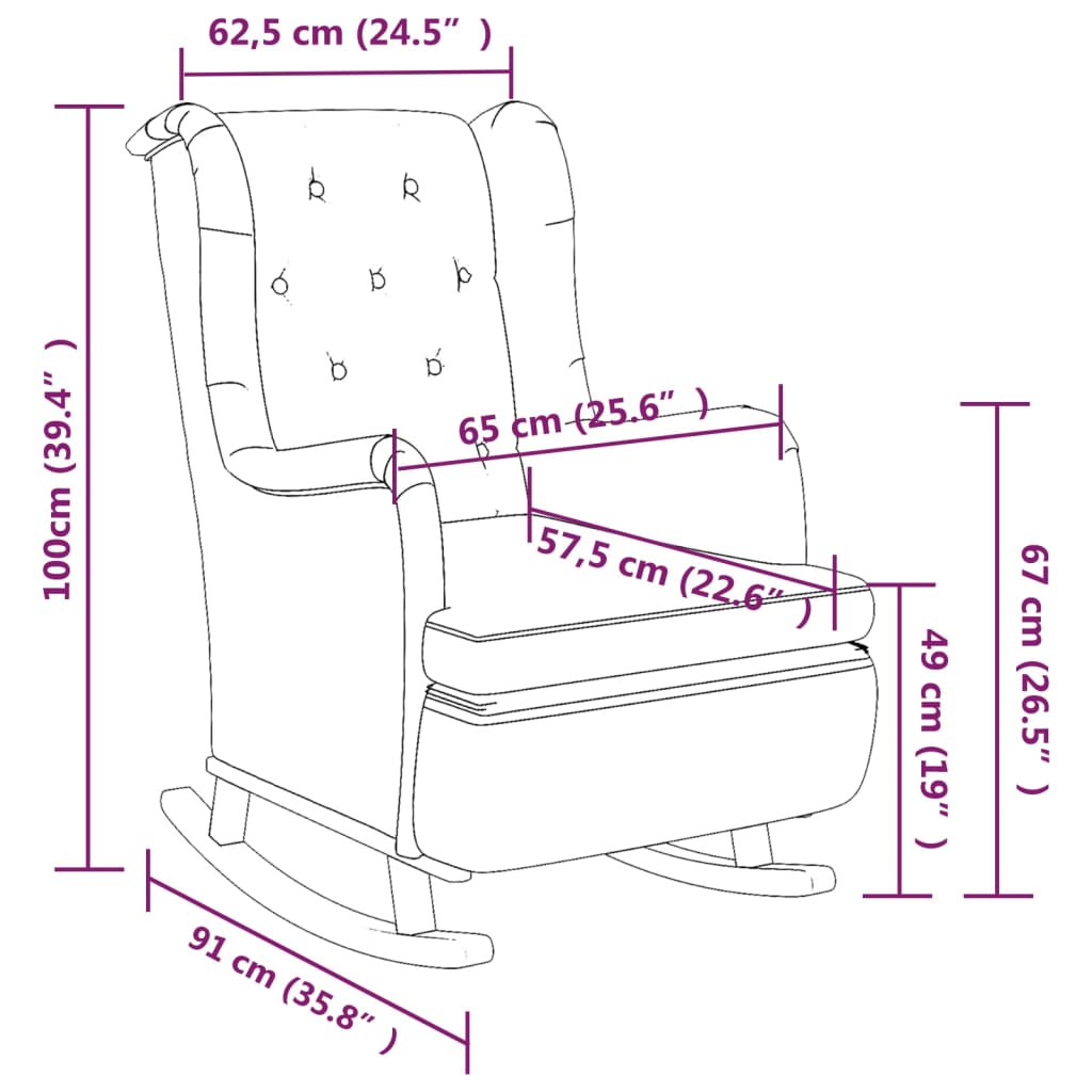 Poltrona Gambe a Dondolo Legno di Hevea Grigio Scuro in Tessuto | homemem39