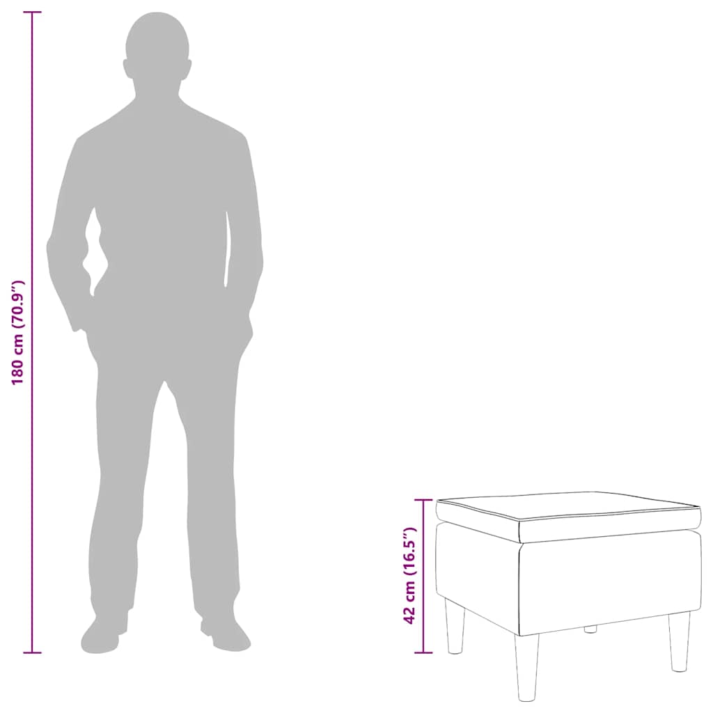 Poggiapiedi con Gambe in Legno Grigio Scuro in Velluto - homemem39