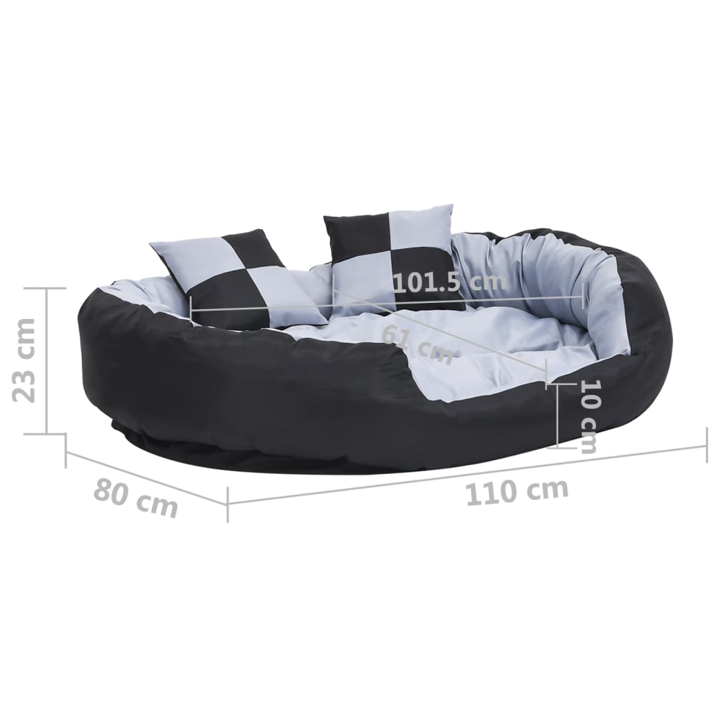 Cuscino per Cani Reversibile Lavabile Grigio e Nero 110x80x23cm - homemem39