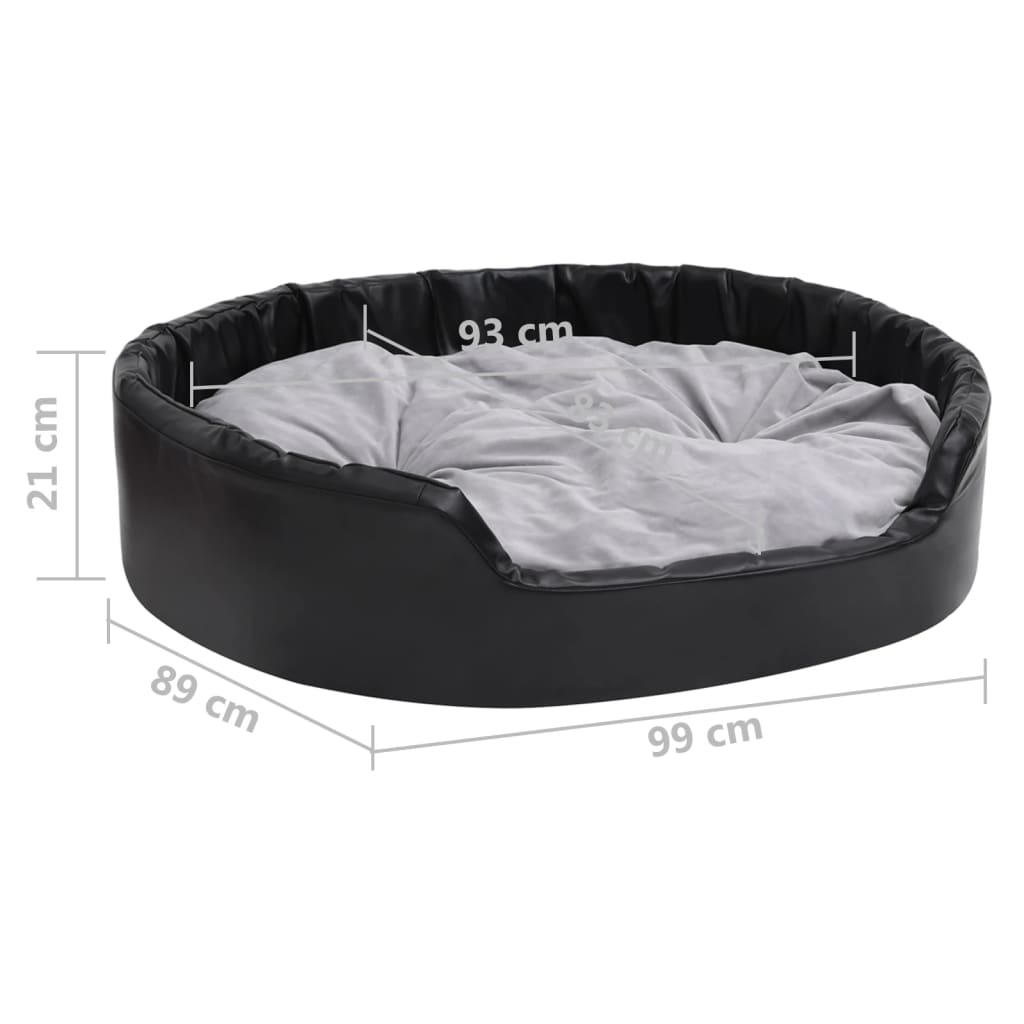 Lettino per Cani Nero e Grigio 99x89x21 cm Peluche e Similpelle - homemem39