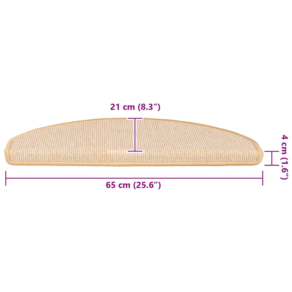 Tappetini per scale 15 pz 65x21x4 cm Crema Semicircolari Grandi