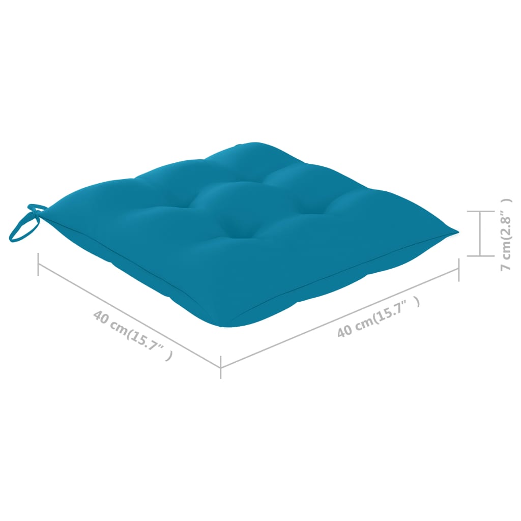 Sedie da Giardino con Cuscini Celesti 8 pz in Massello di Teak - homemem39