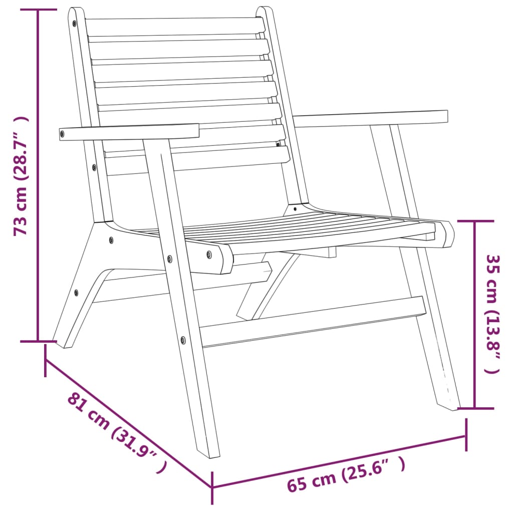Sedie da Giardino 2 pz in Legno Massello d'Acacia | homemem39