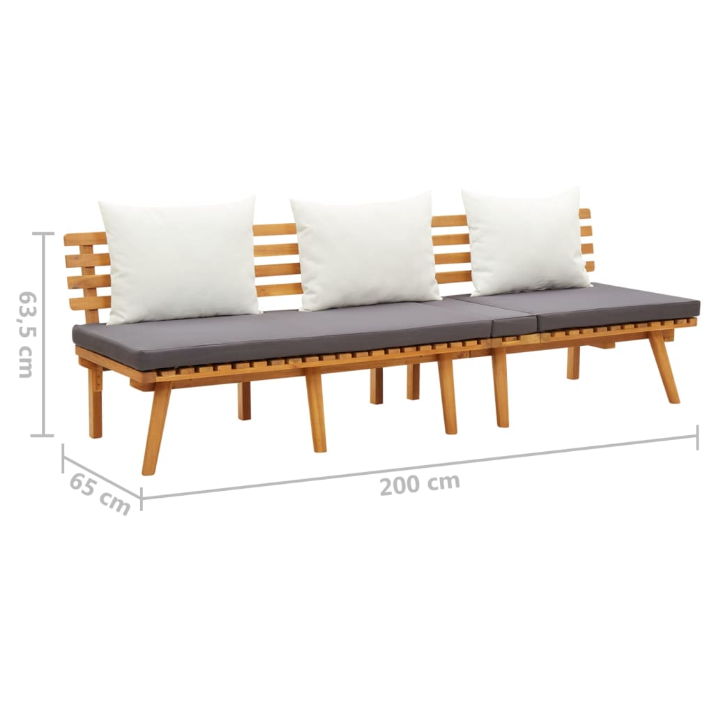 Divano Letto da Giardino 200x65 cm in Legno Massello di Acacia | homemem39