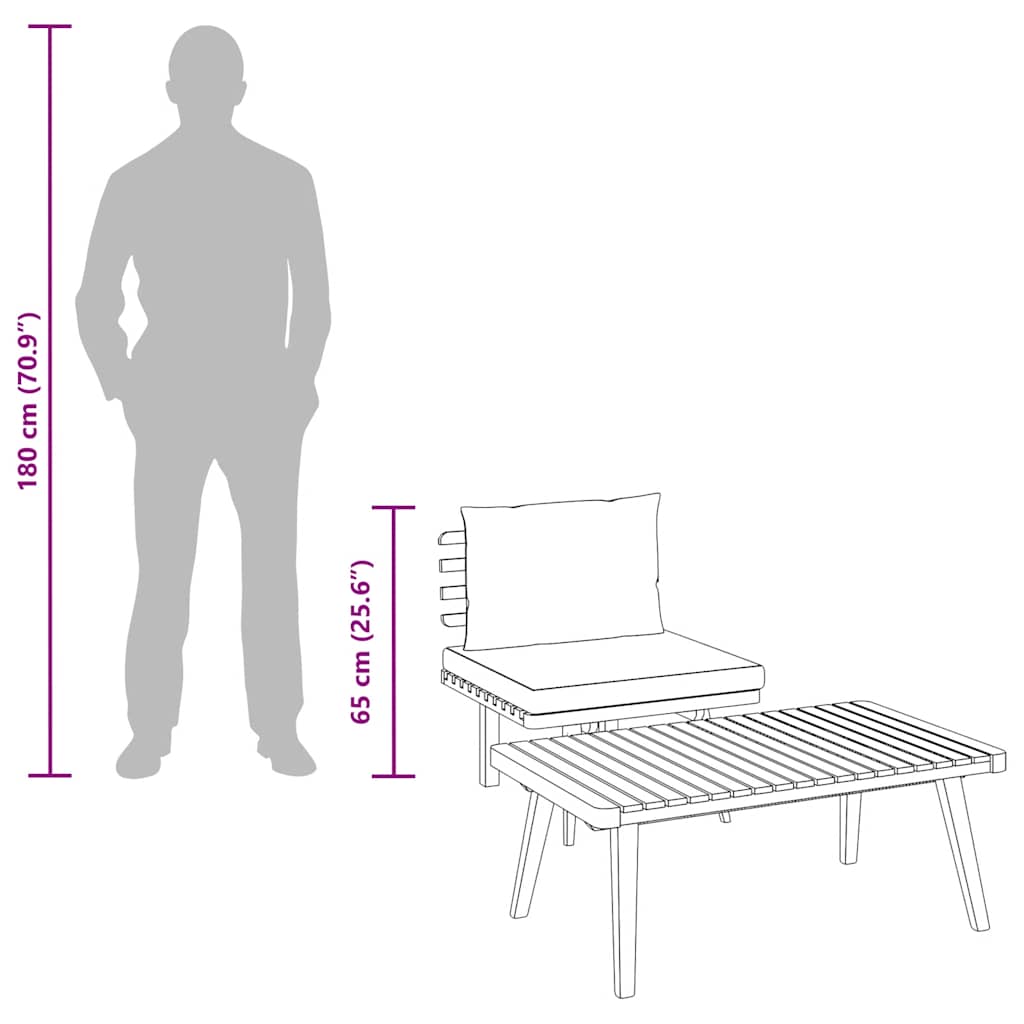 Set Divani da Giardino 2 pz con Cuscini in Massello di Acacia - homemem39