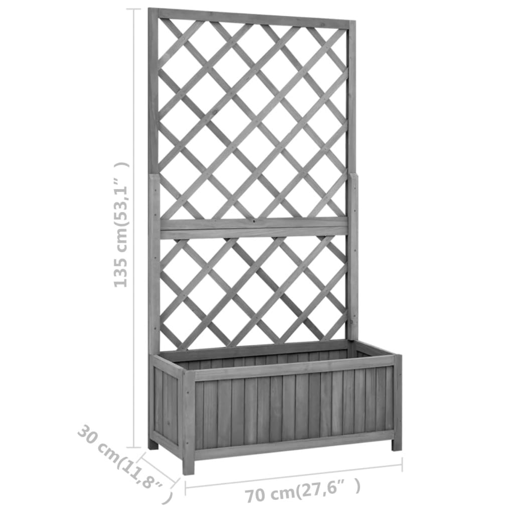 Fioriera con Traliccio Nera 70x30x135 cm in Massello di Abete | homemem39