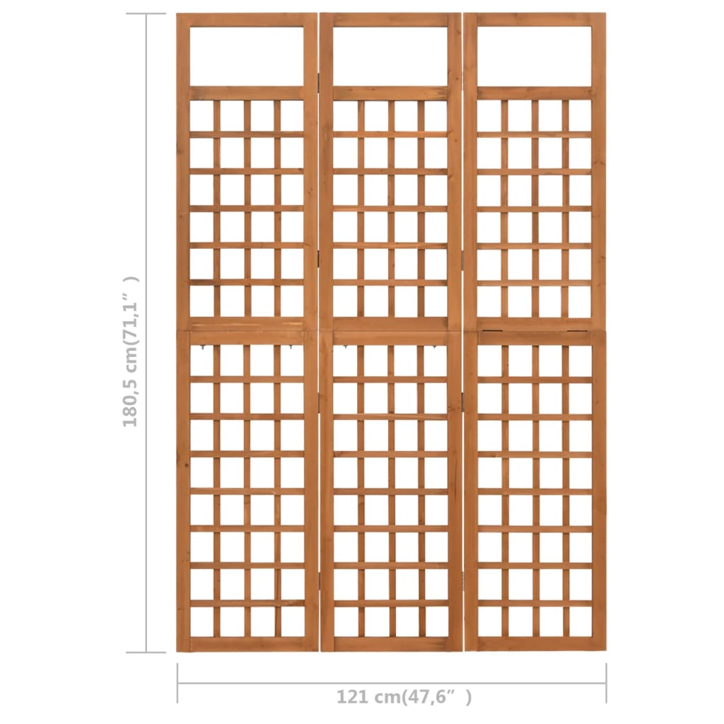 Divisorio a 3 Pannelli in Legno Massello di Abete 121x180,5 cm | homemem39