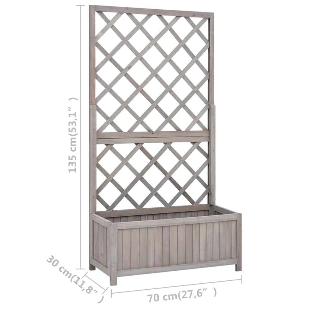 Fioriera con Traliccio Grigia 70x30x135 cm in Massello di Abete | homemem39