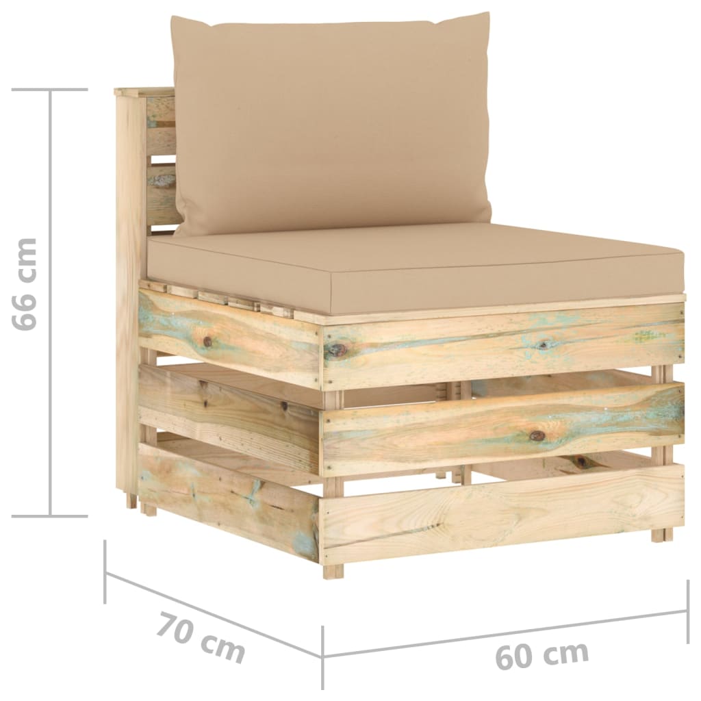 Divano Centrale Modulare con Cuscini in Legno Impregnato Verde | homemem39