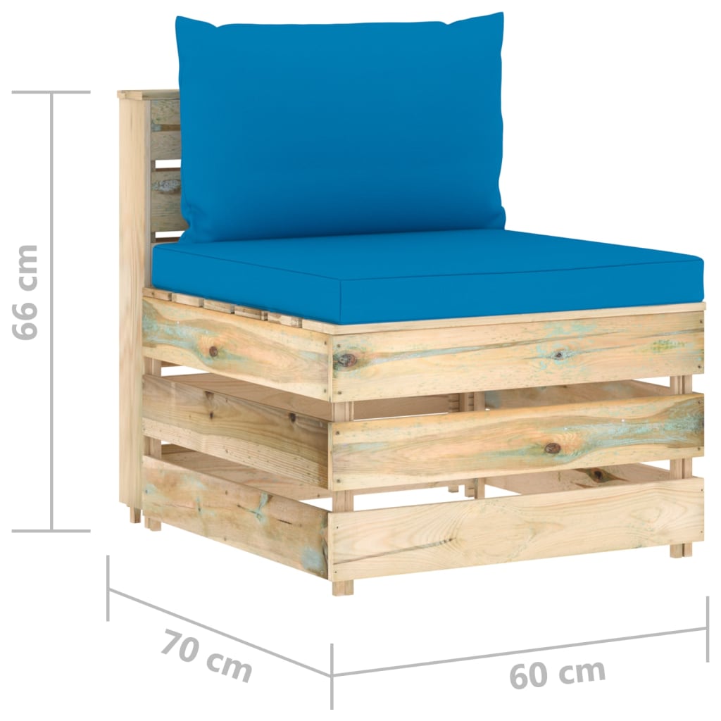 Divano Centrale Modulare con Cuscini in Legno Impregnato Verde | homemem39